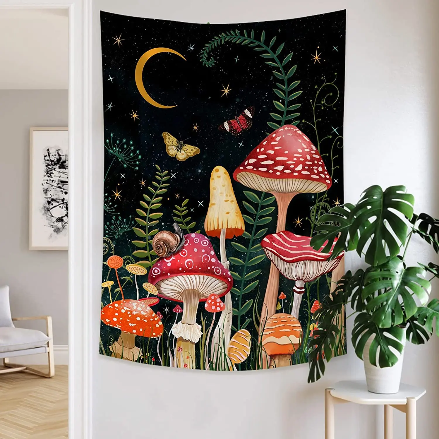 Mushroom Moon Star Tapestry Bohemian Wall Hanging for Bedroom Decor tapestry decorations