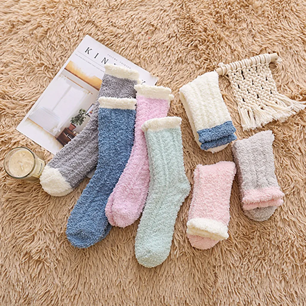 Модные домашние женские мягкие носки-тапочки для девочек Теплые зимние носки для сна