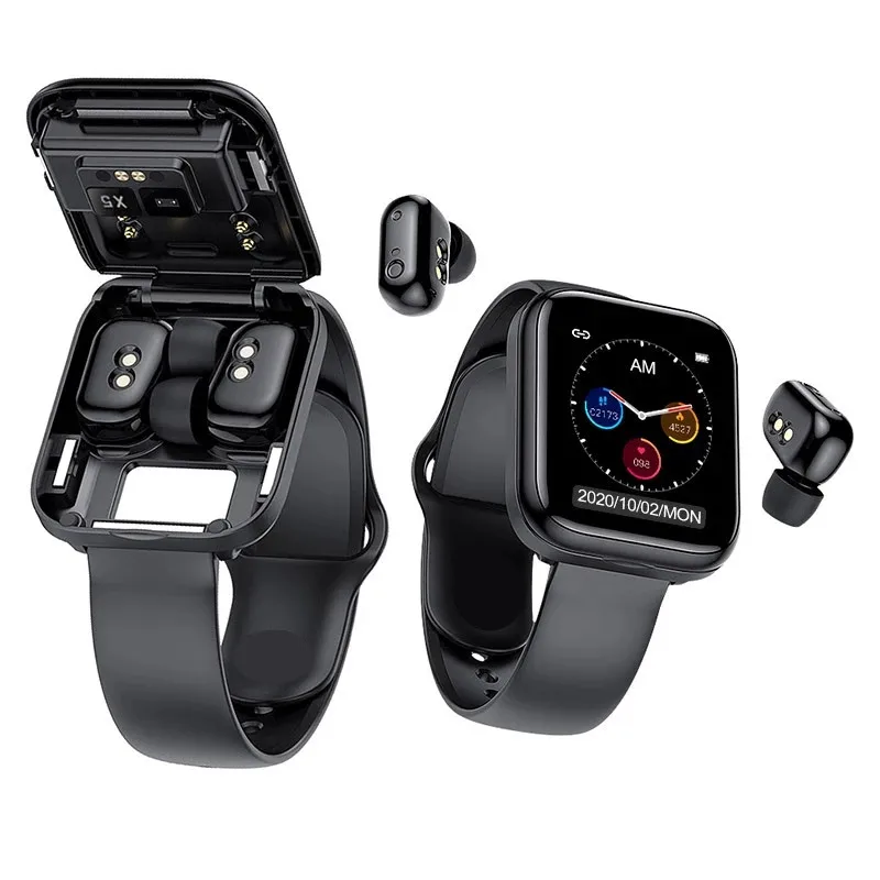 X5 Smart Watch Bluetooth Headset TWS Wireless Earphones 2in1 HD Big Screen Heart Rate Blood Pressure Monitor Smartwatch