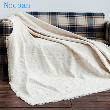 

100% Cotton Decorative Throw Blanket Multifunction Carpet Tapestry Bed Blanket Yarn-dyed White Diamond Jacquard Blanket