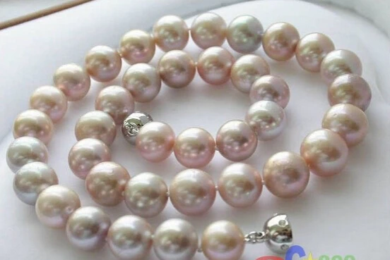 Fast SHIPPINGNAUTRAL 17" 12mm lavender ROUND FRESHWATER PEARL NECKLACE(A0329