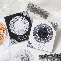 Journamm 30pcs/pack Lace Decorative Stickers Scrapbooking Supplies Junk Journal Creative Stationery DIY Adhesive PET Stickers