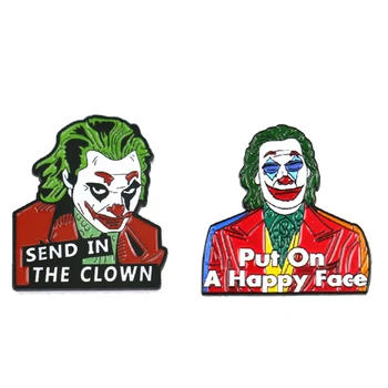 

12pcs 2019 moive The Joker pin Anime brooch enamel funny badge Backpack denim clothes pins and brooches gift for Women Men Fans