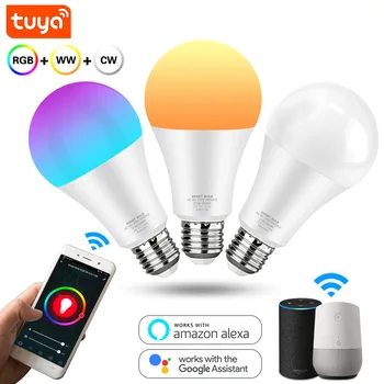 

Smart LED Light Bulb 12W 15W Wifi RGB Lamp E27 Color Dimmable Led Bulb Work With Tuya Smart Life APP Voice Control Alexa Google