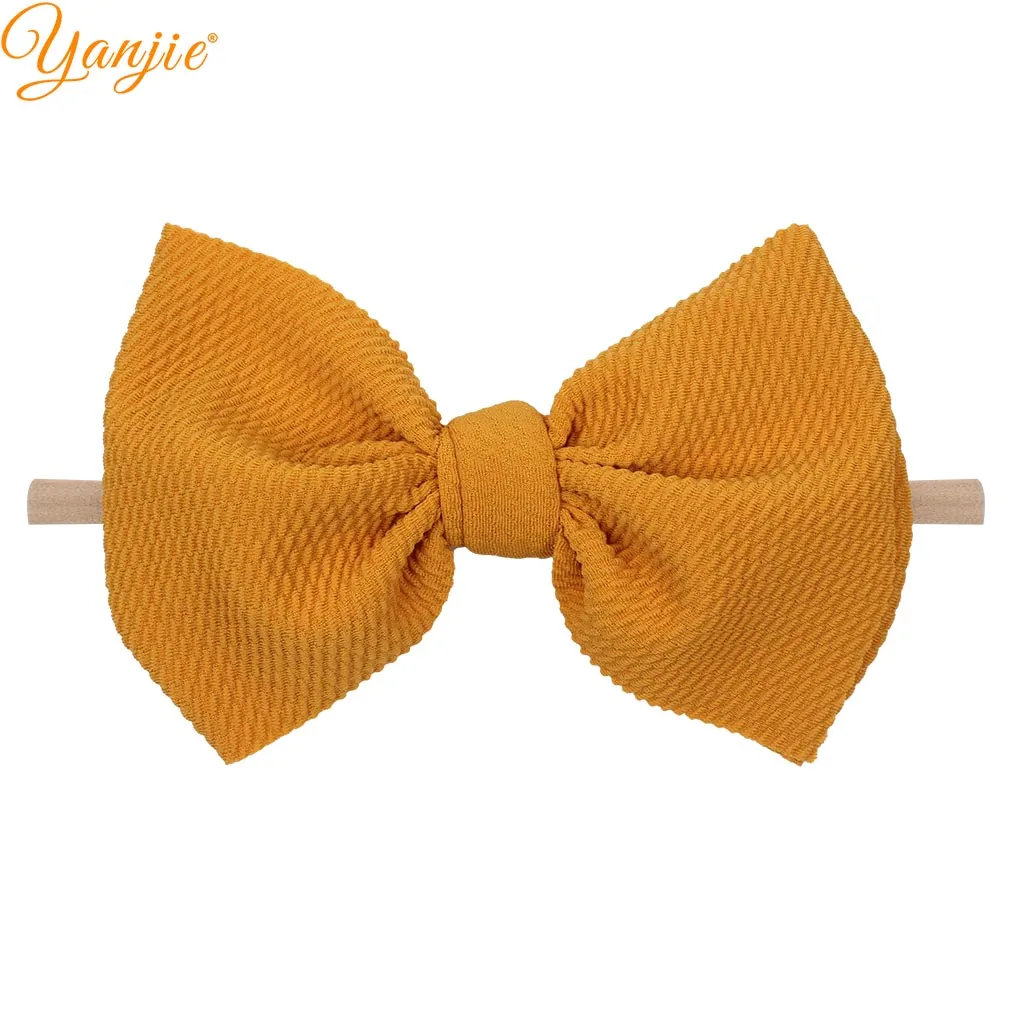 yellow 1 шт., 6 дюймов, вафельные банты для волос, эластичные нейлоновые повязки на голову для девочек, мягкие нейлоновые повязки на голову для детей, повязки для волос, аксессуары для волос, Лидер продаж - Цвет: yellow