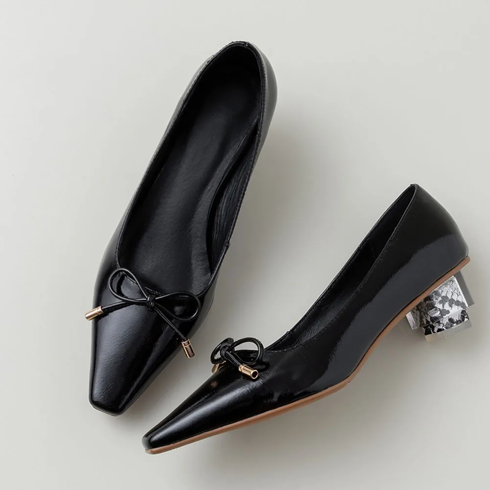 

Sarairis 2020 New Fashion Patent Leather Spike Heels Office Lady Shoes Woman Pumps Slip-On Bowtie Concise Pumps Women Shoes