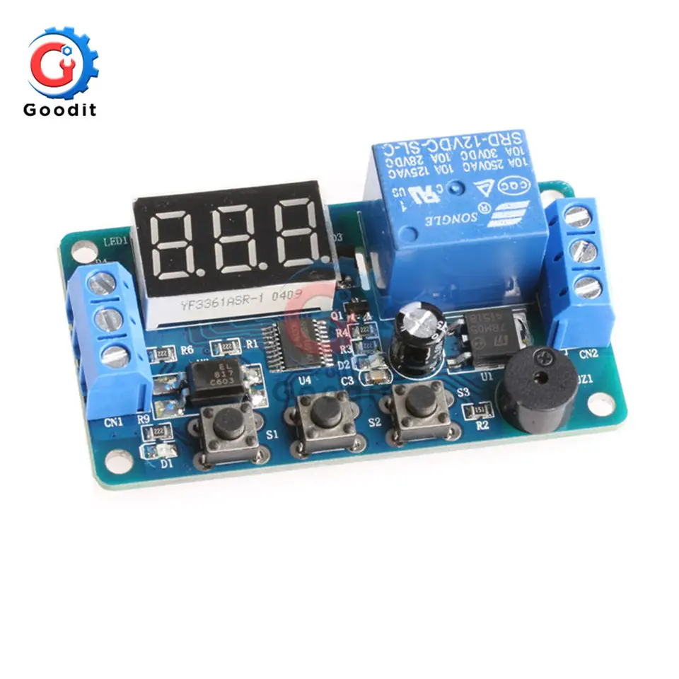 DC 12V Delay Timer Relay LED Digital Display Programmable Readout Multi-function Delay Timer Relay Module with Buzzer for Car image 1