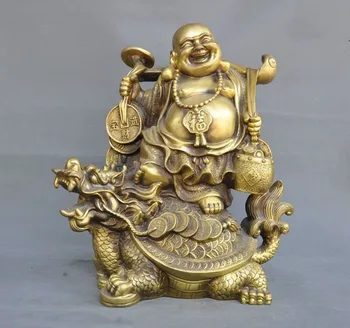 

wedding decoration Chinese Buddhism temple bronze wealth Ruyi Dragon turtle Maitreya Buddha statue