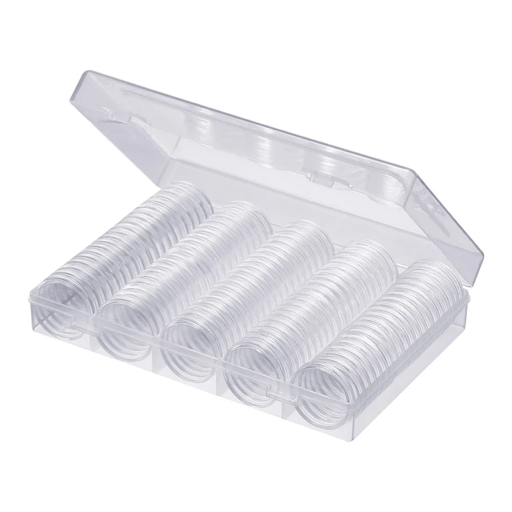 Coin Storage Box Coin Holder Case Plastic Storage Organizer Box With100 Pieces 30mm Coin Capsules For Coin Collection New 4