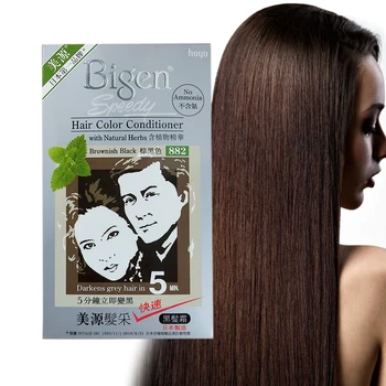 

Brownish Black 882 - Bigen Speedy Hair Color Conditioner with natural herbs darkens grey hair in 5 min Men Women hair Coloring