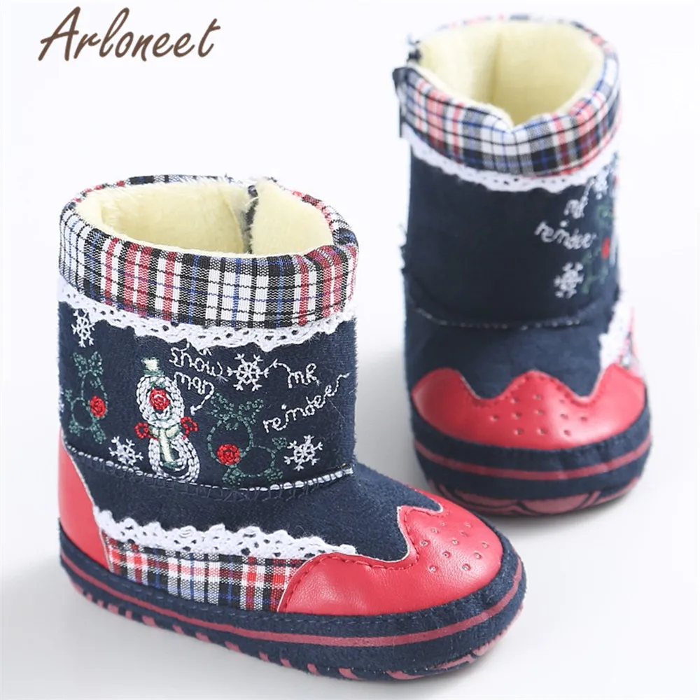 ARLONEET/Рождественская обувь для маленьких девочек; зимние кроссовки для первых шагов; хлопковые ботинки для первых шагов; обувь с героями мультфильмов для маленьких мальчиков; Плюшевые ботинки