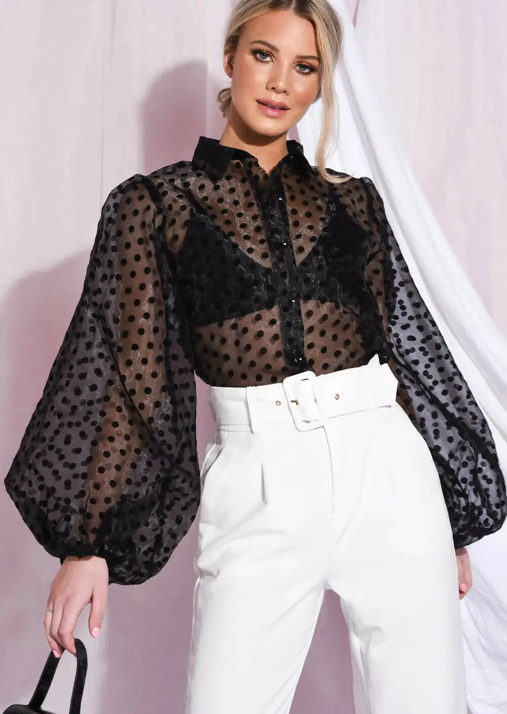 sheer long sleeve blouse