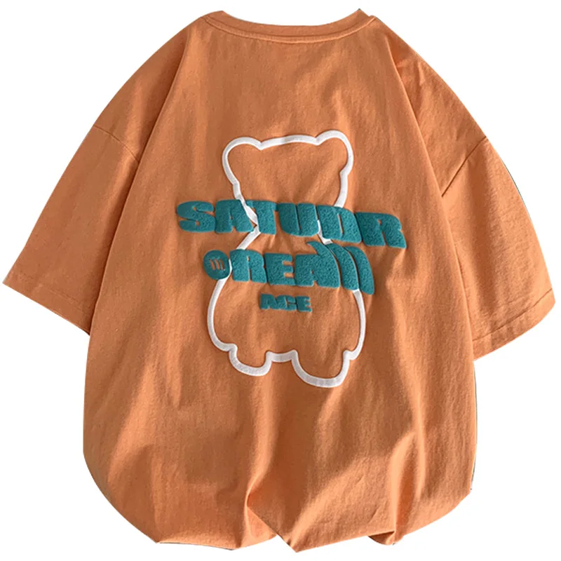 

Новое поступление, летняя женская футболка в стиле Харадзюку, футболки с тиснением и надписью Satudr Erall, оранжевые Модные топы с коротким рукавом для женщин