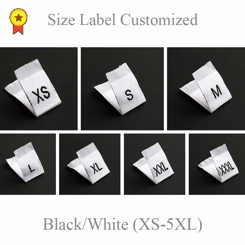 Этикетки размером 100 шт./лот для одежды ярлыки размеров XS S M L XL XXL 3XL на белом фоне