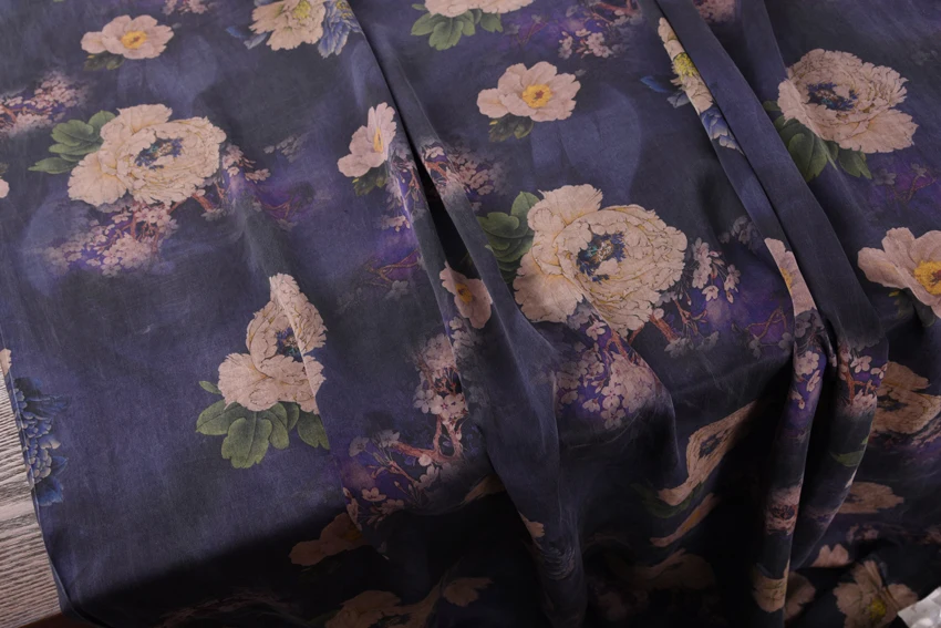 Цифровая Струйная настоящая атласная ароматная облачная пряжа, 1,1 метров в ширину, специальная настоящая атласная ткань buttercup, Летняя шелковая ткань