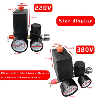 

220V/380V Air Compressor Pump Pressure Control Switch Manifold Relief Regulator 0-180 PSI Control Valve with Gauge