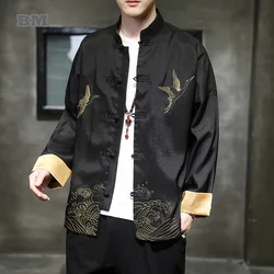 Robe traditionnelle chinoise pour hommes, vêtements rétro brodés, grande taille, Style National Hanfu, boucle de disque, costume Tang 