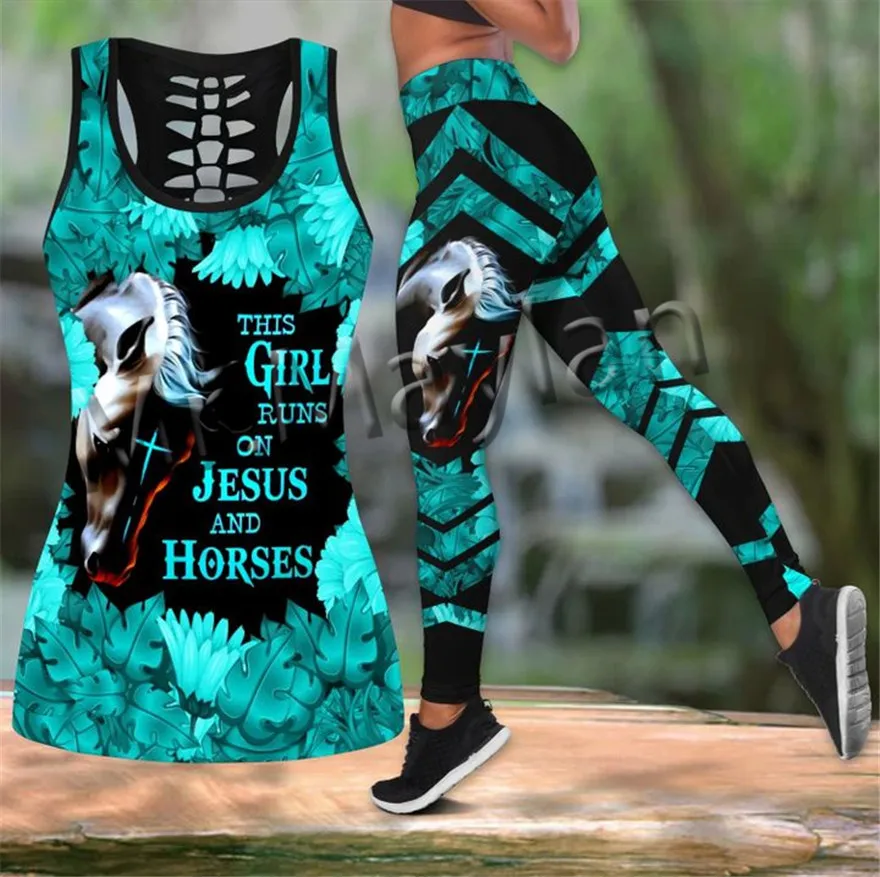 

Fashion 3D Print Animal Love Horse Art Colorful Women Hollow Tanktop & Legging For Hipster Leisure Female Sexy Vest Clothe S-377