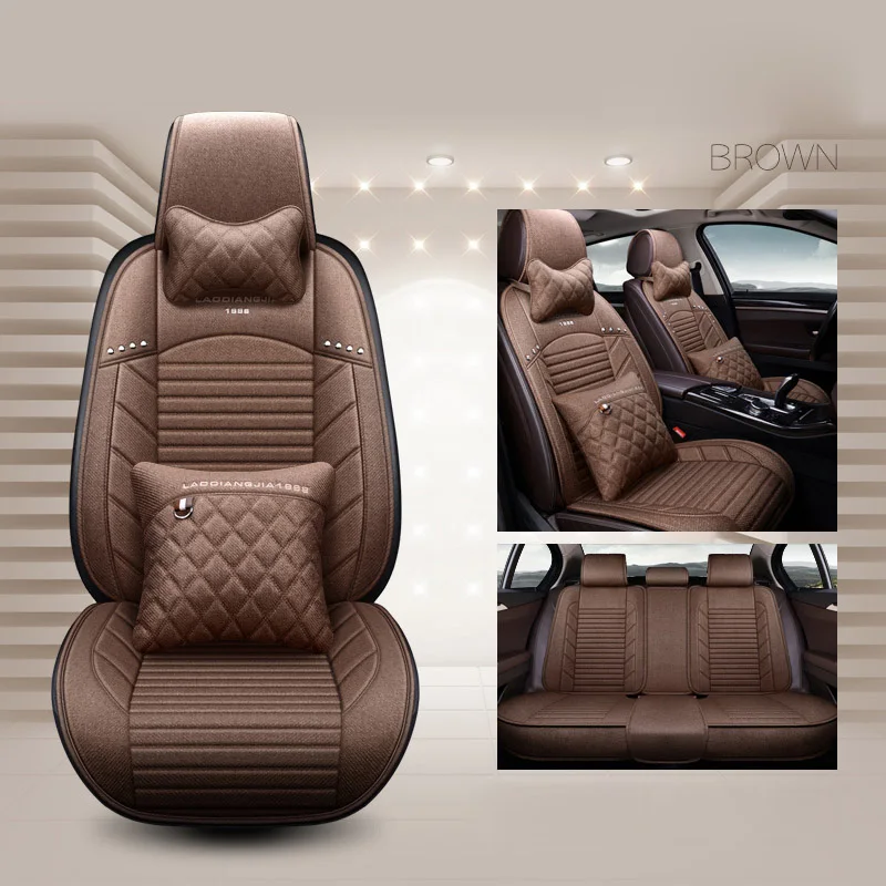 Льняные чехлы для сидений автомобиля дышащий протектор для Toyota Corolla Camry Rav4 Auris Prius Yalis Avensis SUV автомобильные аксессуары - Название цвета: Version B