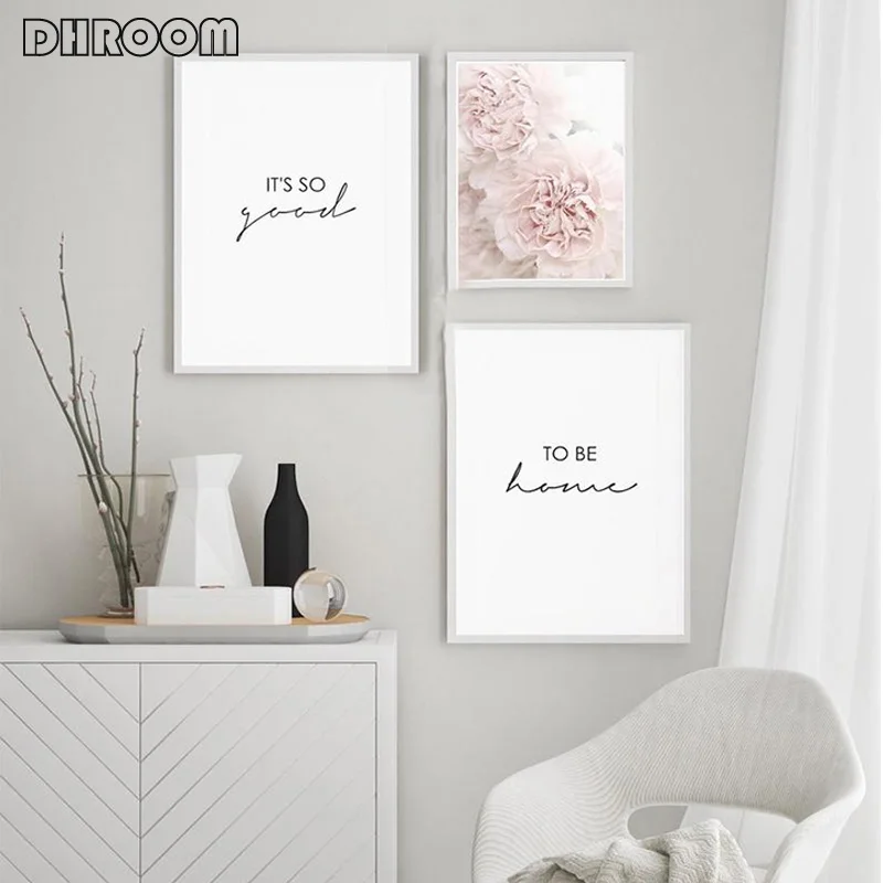 

Nordic Minimalist Decor Its So Good To Be Home Poster Print Floral Canvas Painting Wall Art Pictures for Living Room Decor