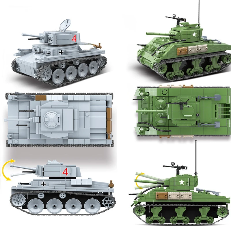 

Military WW2 German American Tank Soldiers Officer Figures Compatible Legoingly Army Guns World War II I Building Blocks Toys