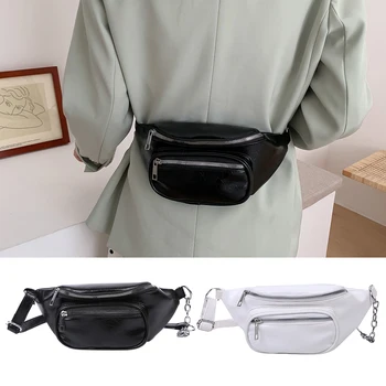

Chest Bag Women Leather Waterproof Girls Crossbody Bags Casual Zipper Waist Pack for Female Trend Pockets Waterproof
