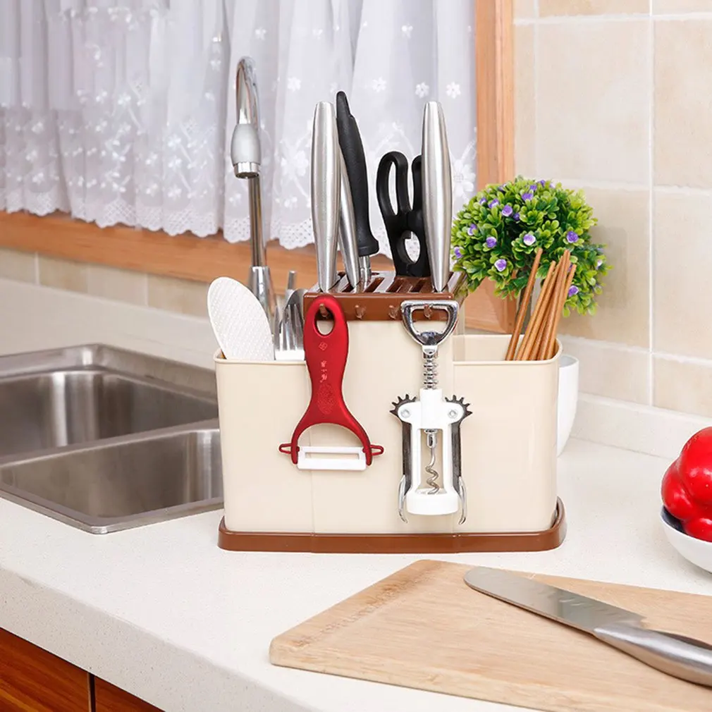 Tool Rack Tableware Cutter Storage Rack Kitchen Tools Multi-function Drip Rack Durable Storage Racks