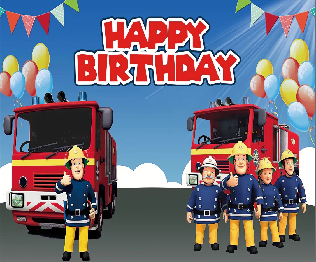 Arriere Plan En Vinyle Pour Studio Photo 2 Styles Sam Pompier Helicoptere Joyeux Anniversaire Personnalise 2cm X 150cm 7x5 Pieds Aliexpress Electronique