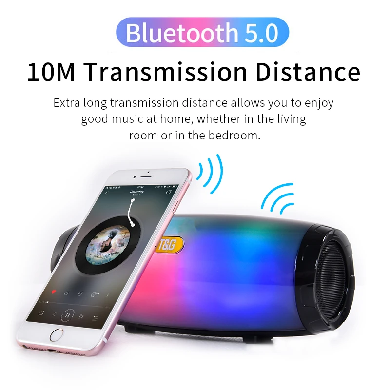 Портативный динамик Bluetooth 5,0 Колонка Bluetooth динамик беспроводной бум бокс открытый бас TF fm-радио светодиодный светильник TF HIFI сабвуфер