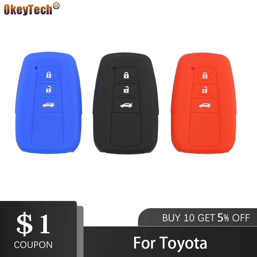 Силиконовый чехол OkeyTech для автомобильного ключа Toyota Camry Prado 2017 2018 2019 CHR Prius Corolla RAV 4