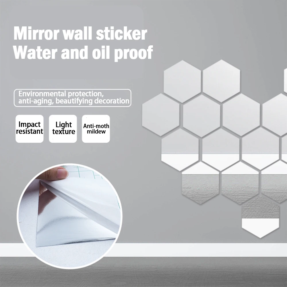 Upgrade: 0.2mm thickness-1/4/8/9/10Pcs 15x15cm Mirror Tiles Wall Sticker  Square Self Adhesive Stick On DIY Home Decoration