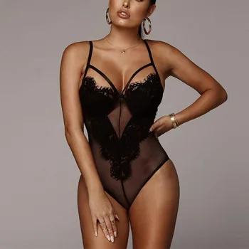 

Plus Size Women Lingerie Sexy Teddies Catsuit Transparent See through Open Butt High Cut Crotchless Thong Leotard Bodysuit Jump