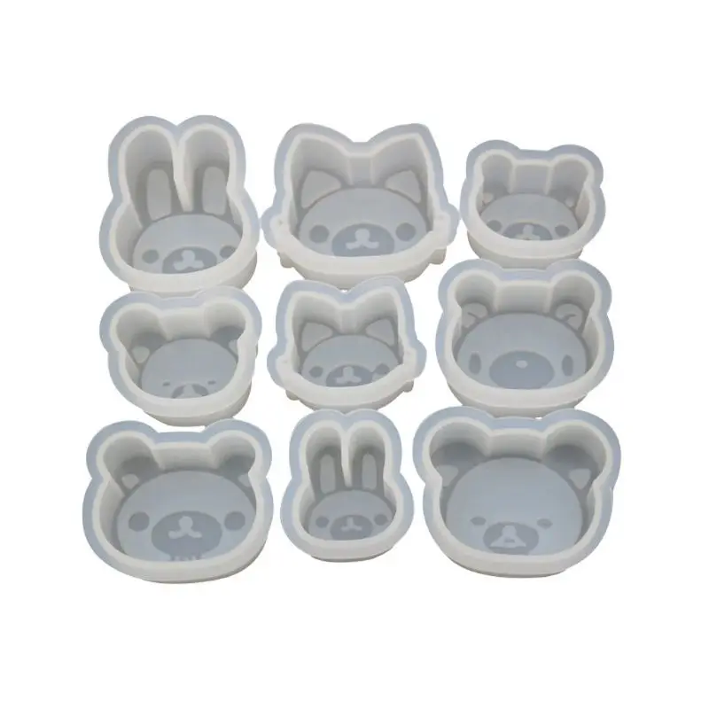 9Pcs Zoo Animals Bear Rabbit Fox Pendant Silicone Resin Mold Jewelry Making Tool