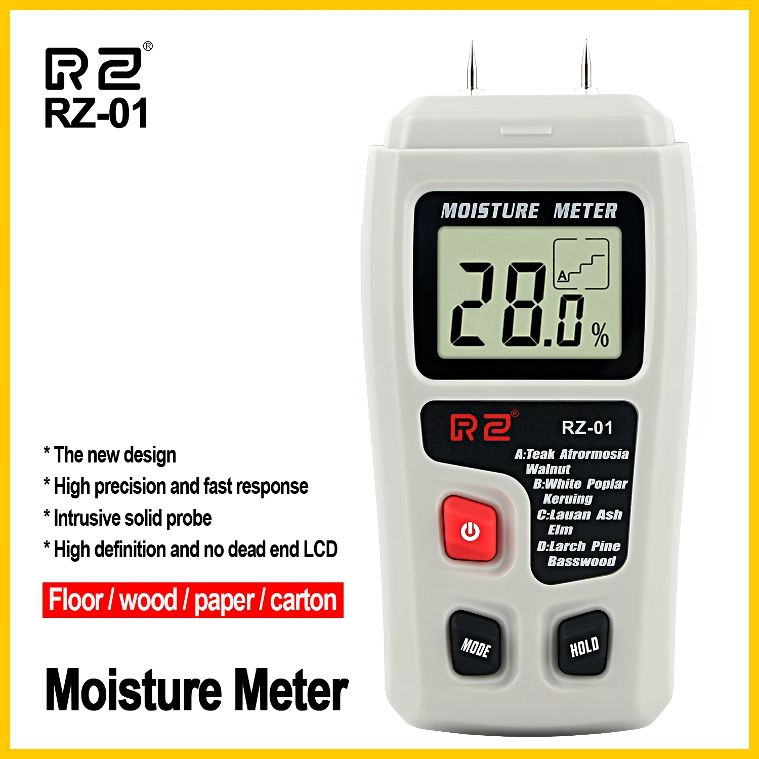 metric tape measure RZ Wood Moisture Meter Hygrometer Timber Damp Detector Tree Density Digital Wood Humidity Tester force measuring instruments Measurement & Analysis Tools