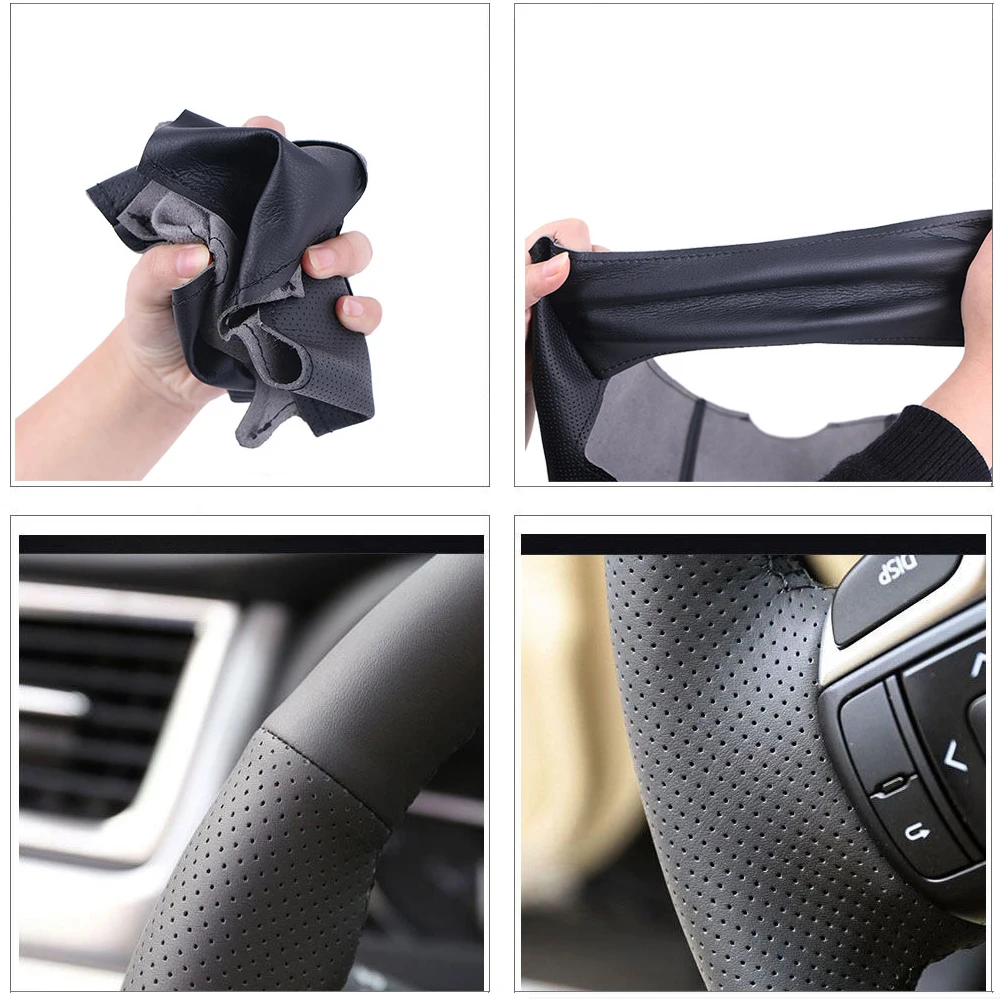 자동차 스티어링 휠 커버, 맞춤형 마이크로 화이버 가죽, Opel Astra (K) Corsa (E) CrosslandX GrandlandX insignia용
