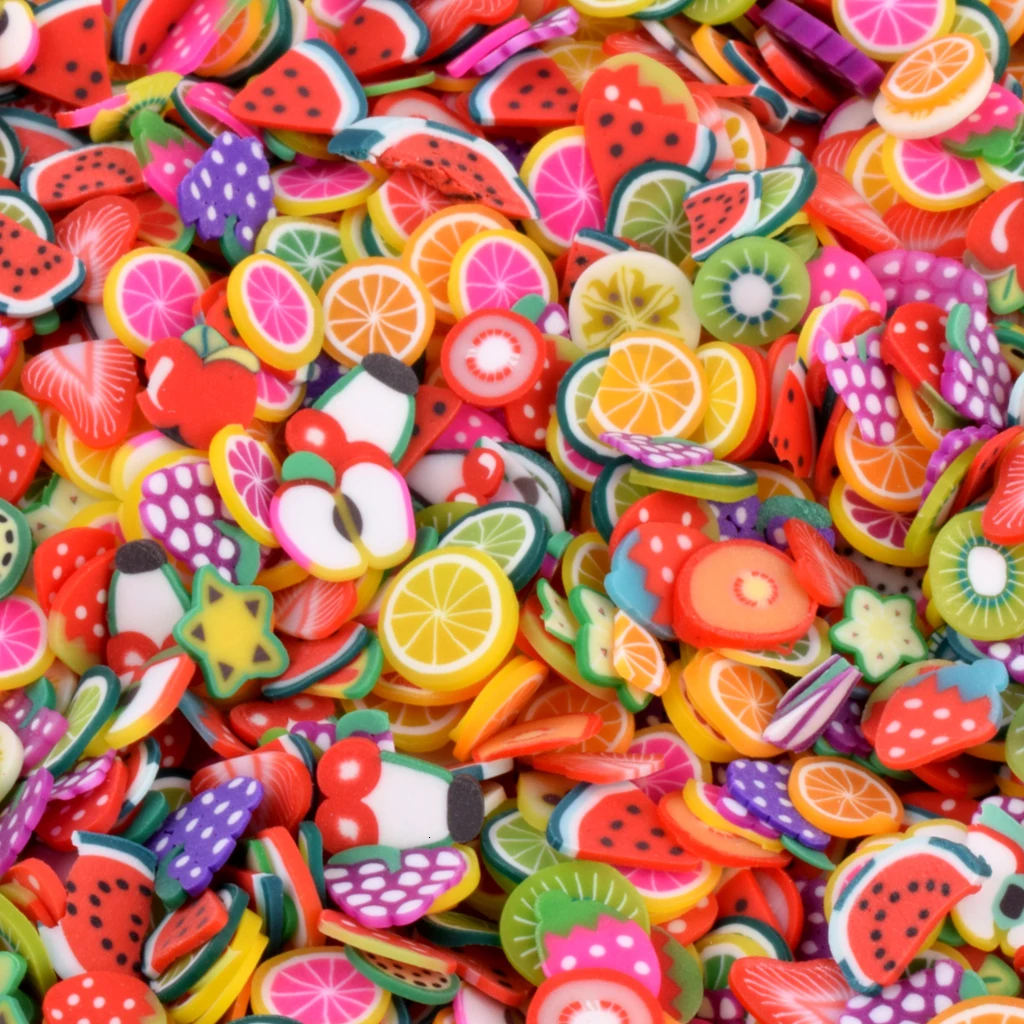 1000pcs Fruit Slices Charms For Kids Lizun DIY Supplies Polymer Clear Clay Sprinkles Putty Nail Art Craft Decoration Toys
