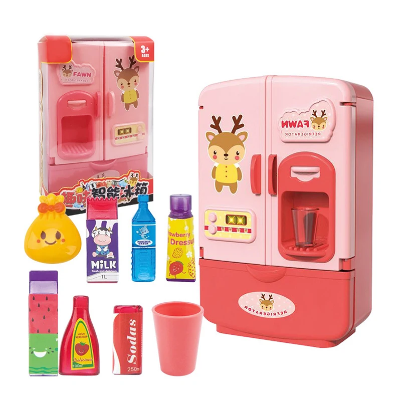 Pretend Play Simulation Kitchen Toy Mini Fridge Furniture Refrigerator  Accessories Cook Food Play House Toys For Girls Children