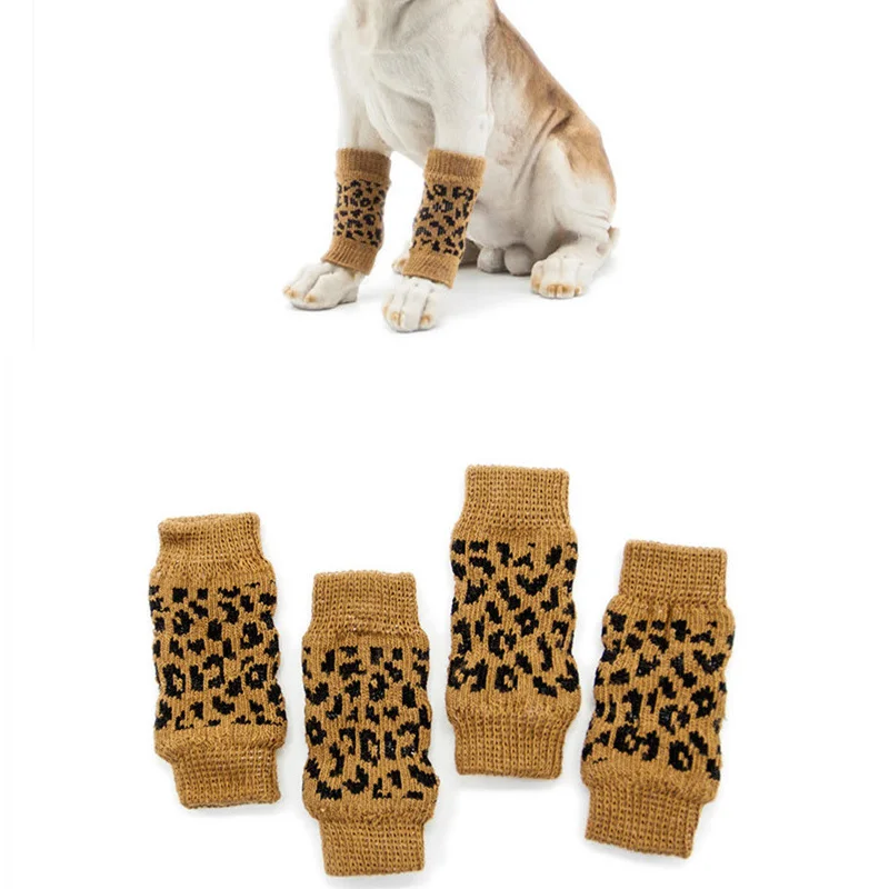 4 пар/лот вязаные носки для питомцев зимняя теплая защита Собака Щенок сустав ноги наколенники носки коготь собаки носки товары для домашних животных