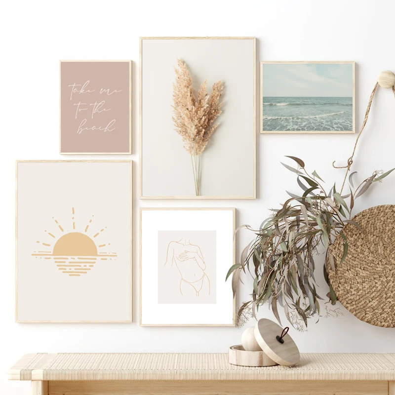 Boho-Beach-Gallery-Wall-Art-Pictures-Sexy-Woman-Line-Abstract-Art-Prints-Rainbow-Sun-Poster-Canvas (2)