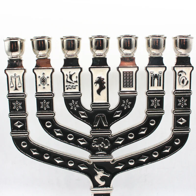 Золотой Семь филиал Менора 12 колен израильские, еврейские подсвечник