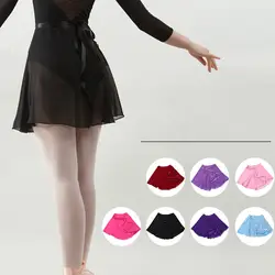 Балетная танцевальная юбка для взрослых, детская шифоновая однотонная Цветочная печать, тренировочный купальник для танцев, платье для