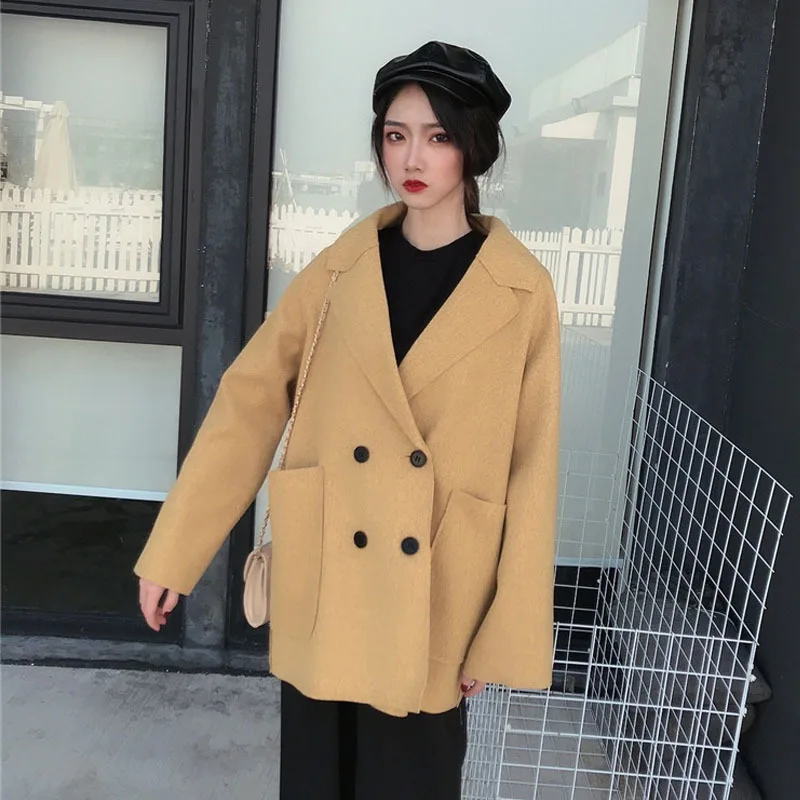 

Photo Shoot Net Price Control 5 Autumn Clothing Online Celebrity Small Suit CHIC Solid Color Double Breasted Long-sleeved Coat #