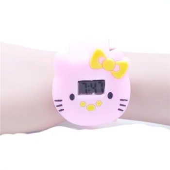 

2020 Hot Sales Lovely Hello Kitty Cartoon Watch Children Girls Student Led Digital Watch Silicone Strap Kids Watch jelly color