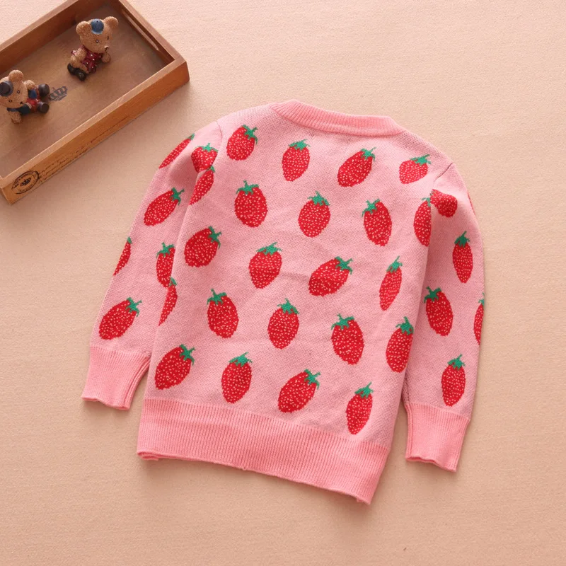 

Korean-style Kids' Sweater Girls Strawberry Sweater pawinsnow Girls Cardigan Sweater Baby Pure Cotton
