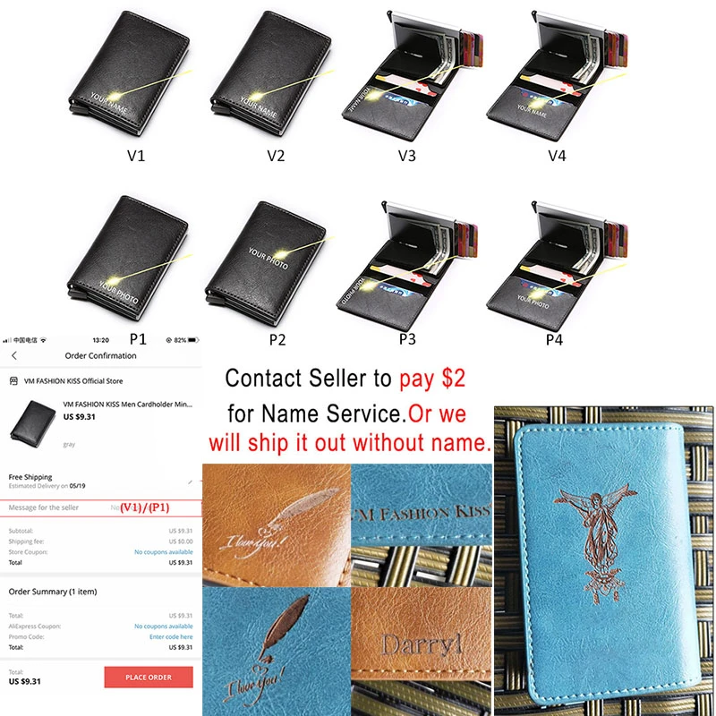 VM Мода поцелуй RFID от кражи Кисточки безопасности один Алюминий box кошелек