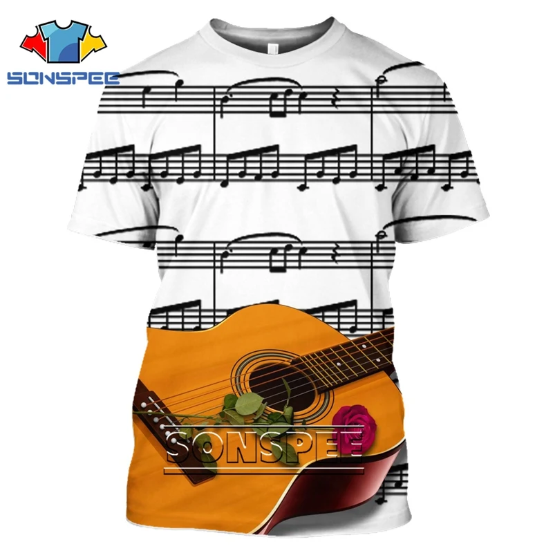 Модная футболка забавная Мужская футболка в стиле хип-хоп с 3D изображением гитары и баса уличная одежда с принтом, музыкальный Топ, костюм Детская футболка футболки в стиле Харадзюку, аниме - Цвет: 01