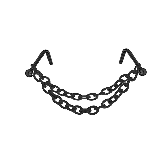 Steel Double Nose Piercing Chain Nose Chain for Woman Nostril Piercing Nose Stud Decoration Piercing Chain New
