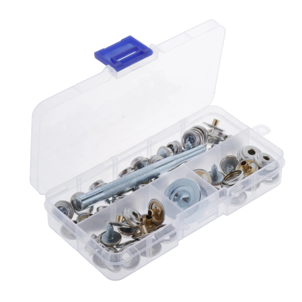 20 Sets Canvas Tarp Snap Button Boat Cover Upholstery Screw Fastener & Setter