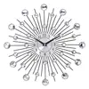 33CM SILVER DIAMANTE BEADED JEWELED ROUND SUNBURST METAL WALL CLOCK  Room Home Office Decor DIY Large Wall-Clock Sticker ► Photo 3/6