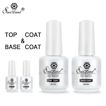 

Saviland 2pcs Base Coat & Top Coat Set Gel Nail Polish Soak Off Long Lasting Gel Varnish 15ml UV LED Nail Gel Lacquer